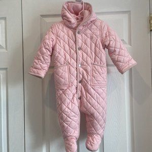 RALPH LAUREN Baby Girl's Hooded Fleece Lined Bunting Pink Size 9 Mons